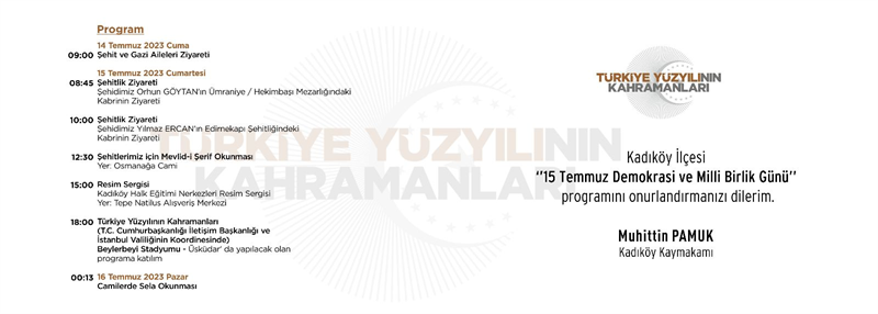 15 TEMMUZ DEMOKRASİ VE MİLLİ BİRLİK GÜNÜ ANMA PROGRAMI